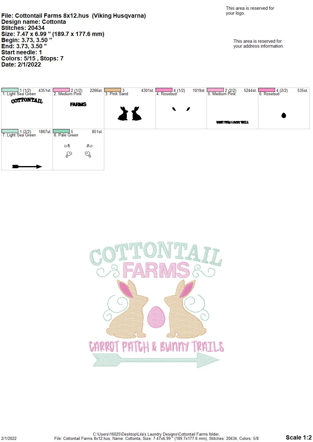 Cottontail Farms - 3 sizes- Digital Embroidery Design