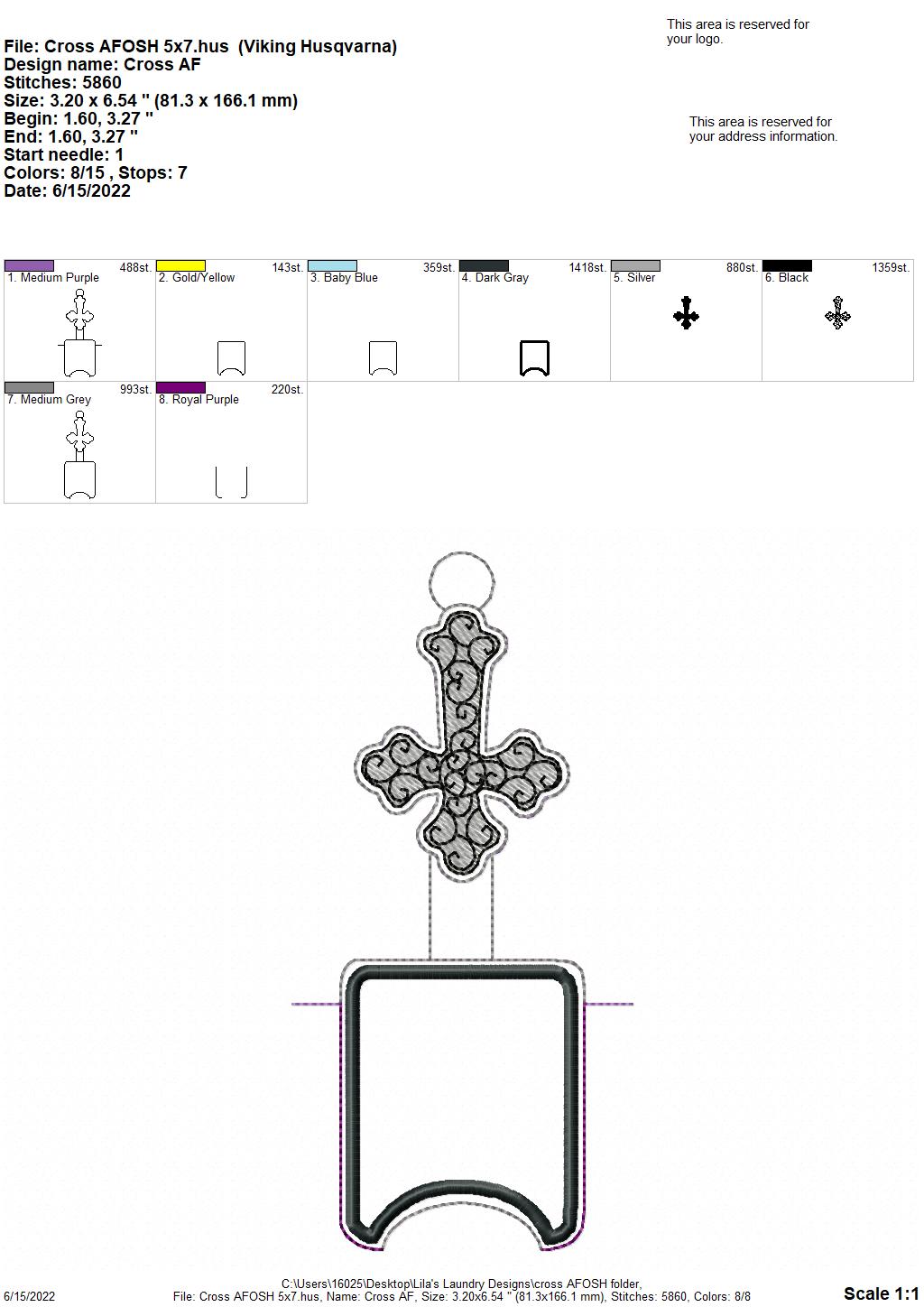 Cross Applique Fold Over Sanitizer Holder 5x7- DIGITAL Embroidery DESIGN