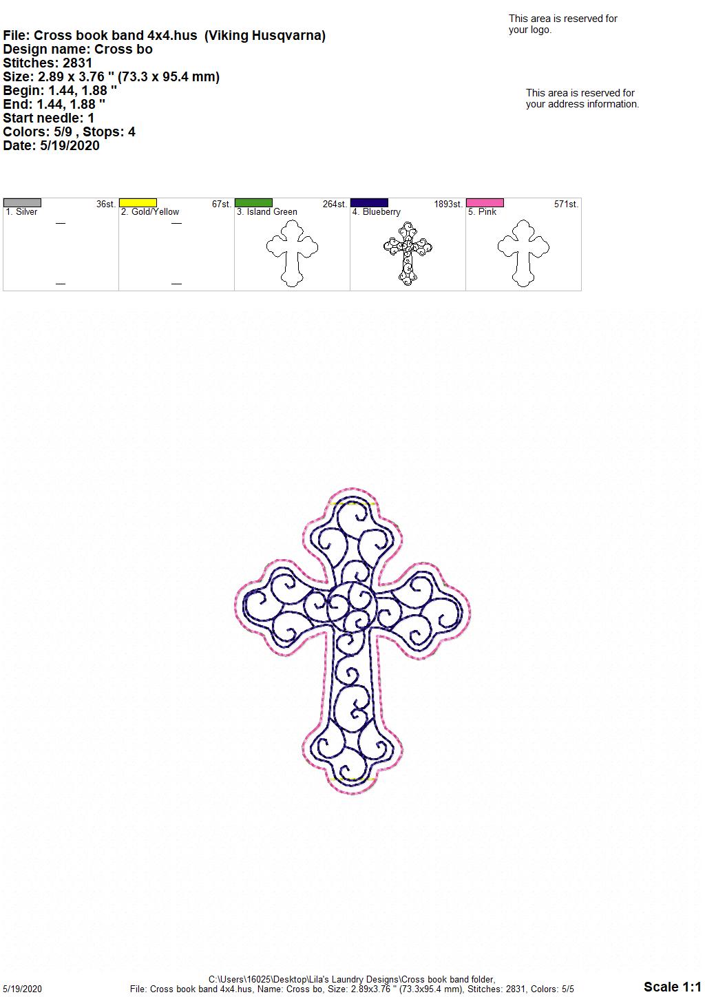 Cross Book Band - Digital Embroidery Design