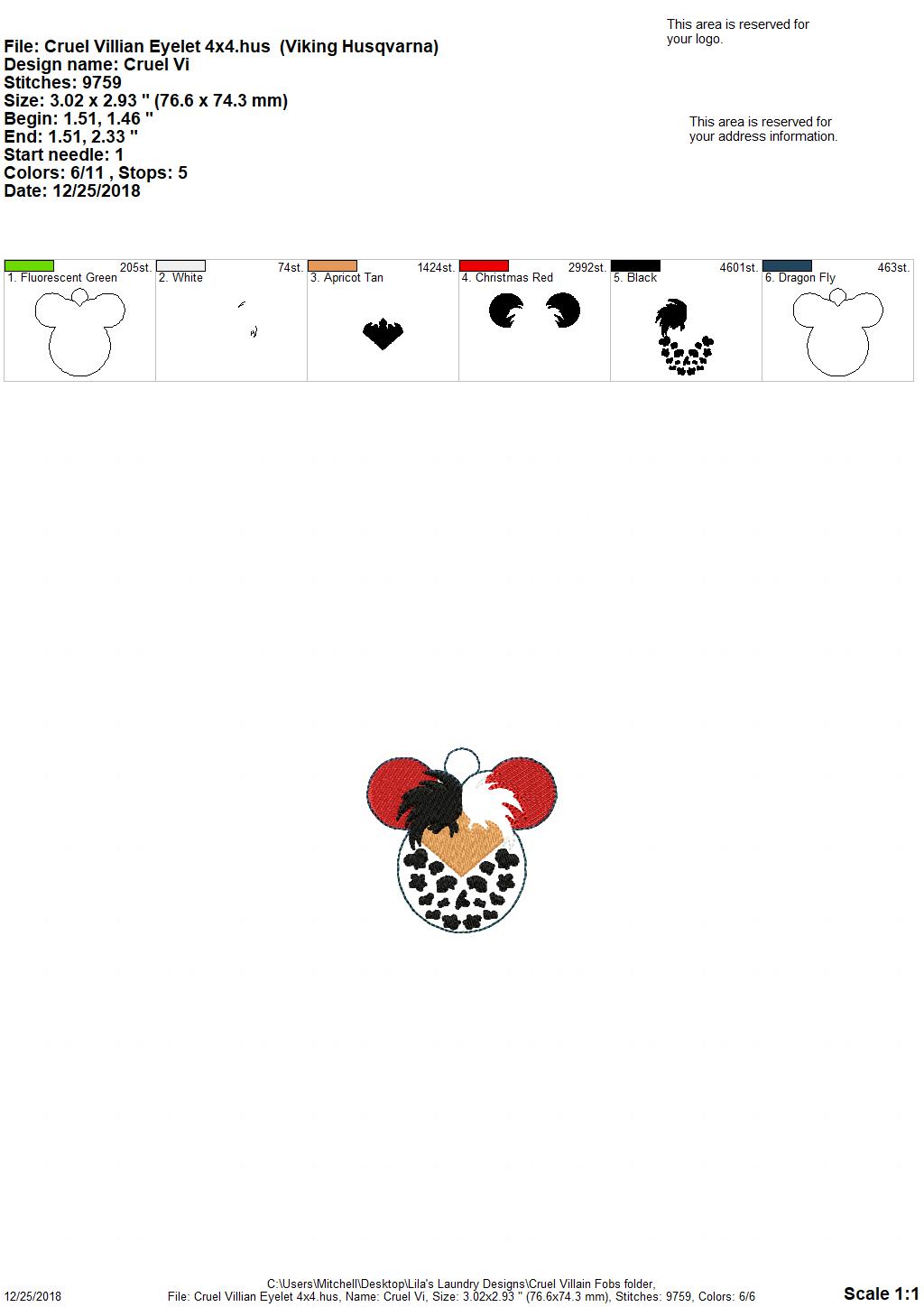 Cruel Villain Mouse Fobs - Embroidery Design - DIGITAL Embroidery DESIGN