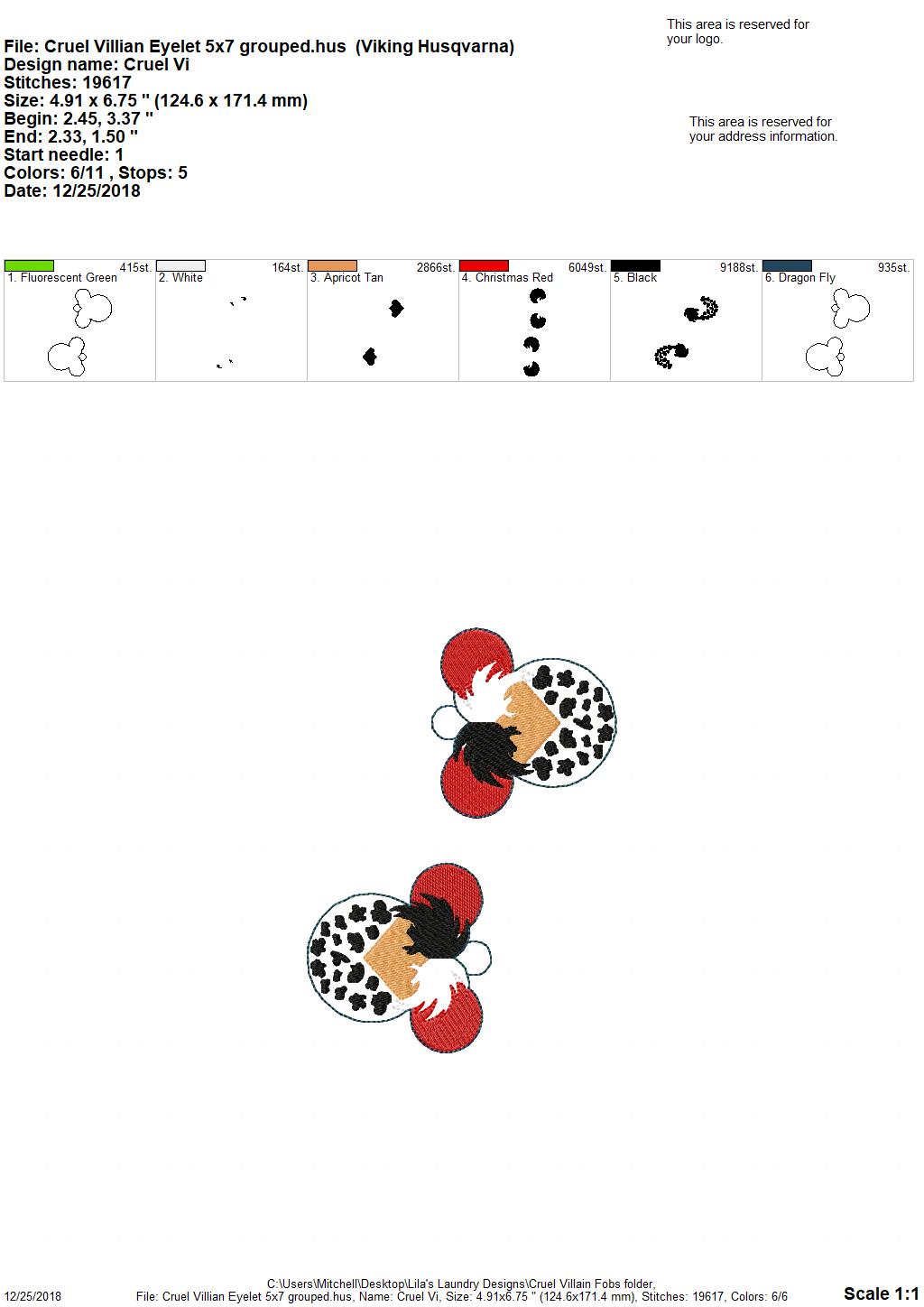 Cruel Villain Mouse Fobs - Embroidery Design - DIGITAL Embroidery DESIGN