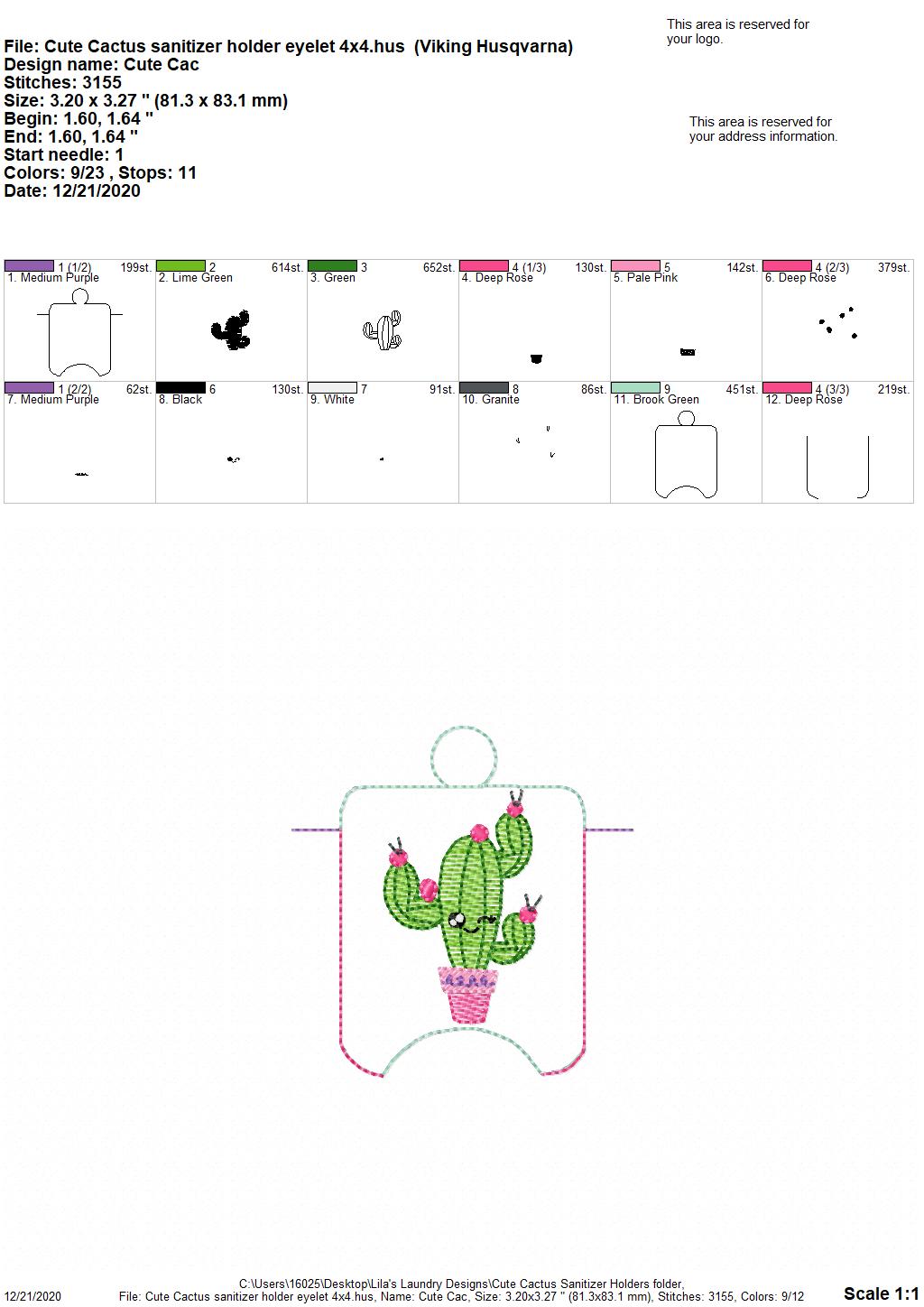 Cute Cactus Sanitizer Holders - DIGITAL Embroidery DESIGN