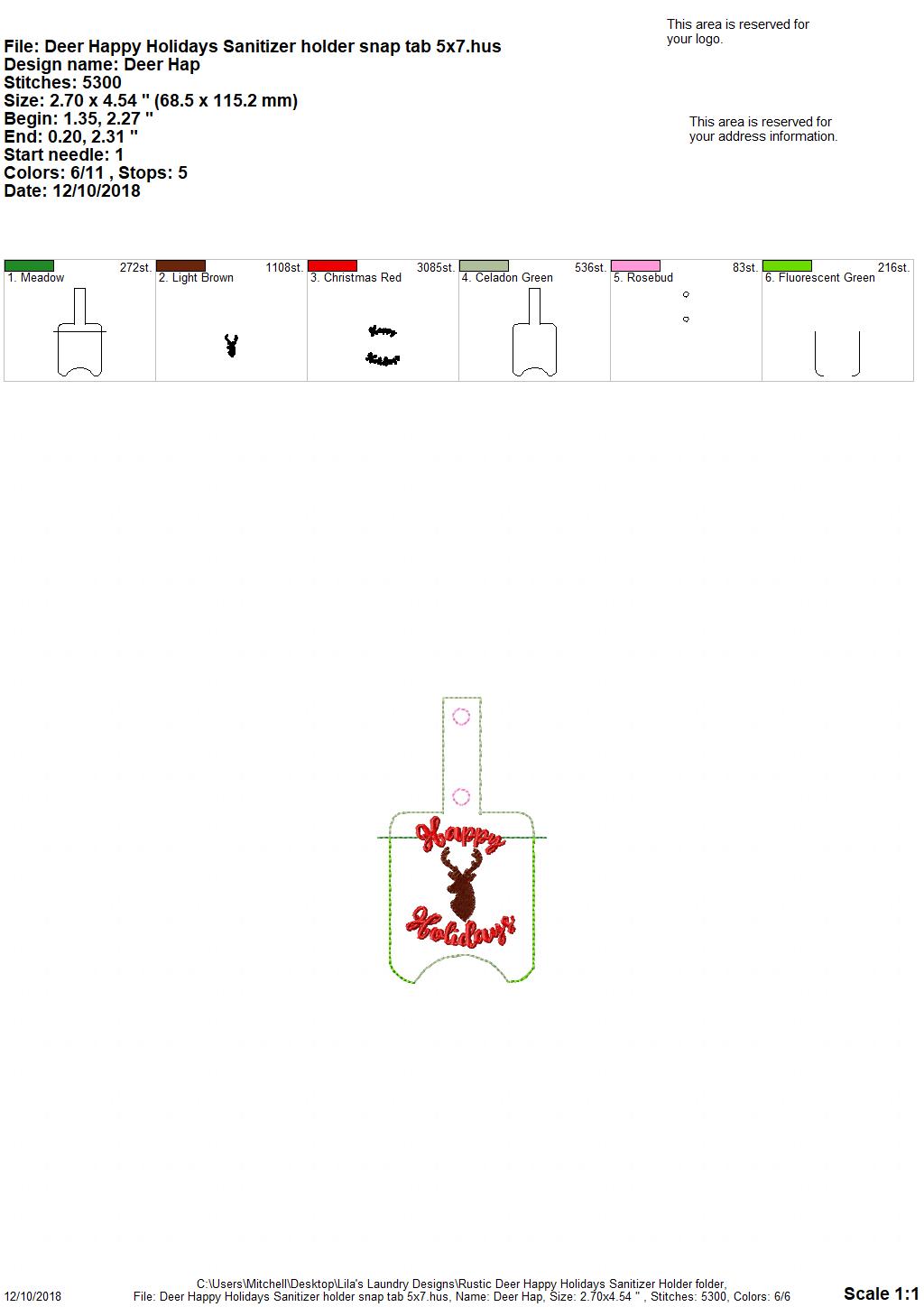 Rustic Deer Happy Holidays Sanitizer Holders - Embroidery Design - DIGITAL Embroidery DESIGN