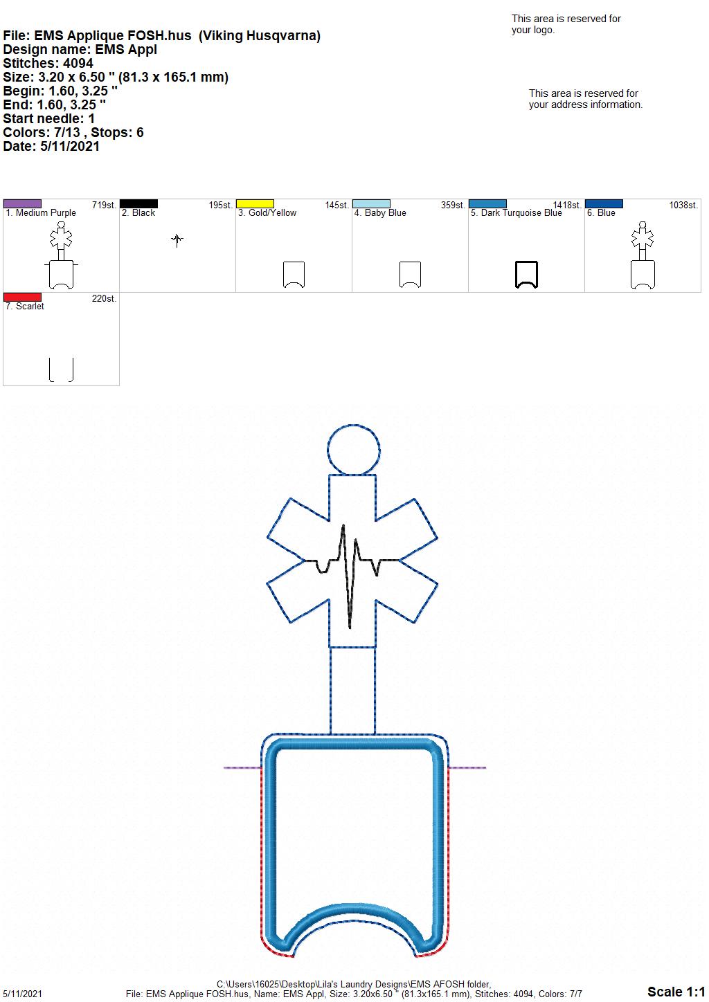 EMS Applique Fold Over Sanitizer Holder 5x7- DIGITAL Embroidery DESIGN