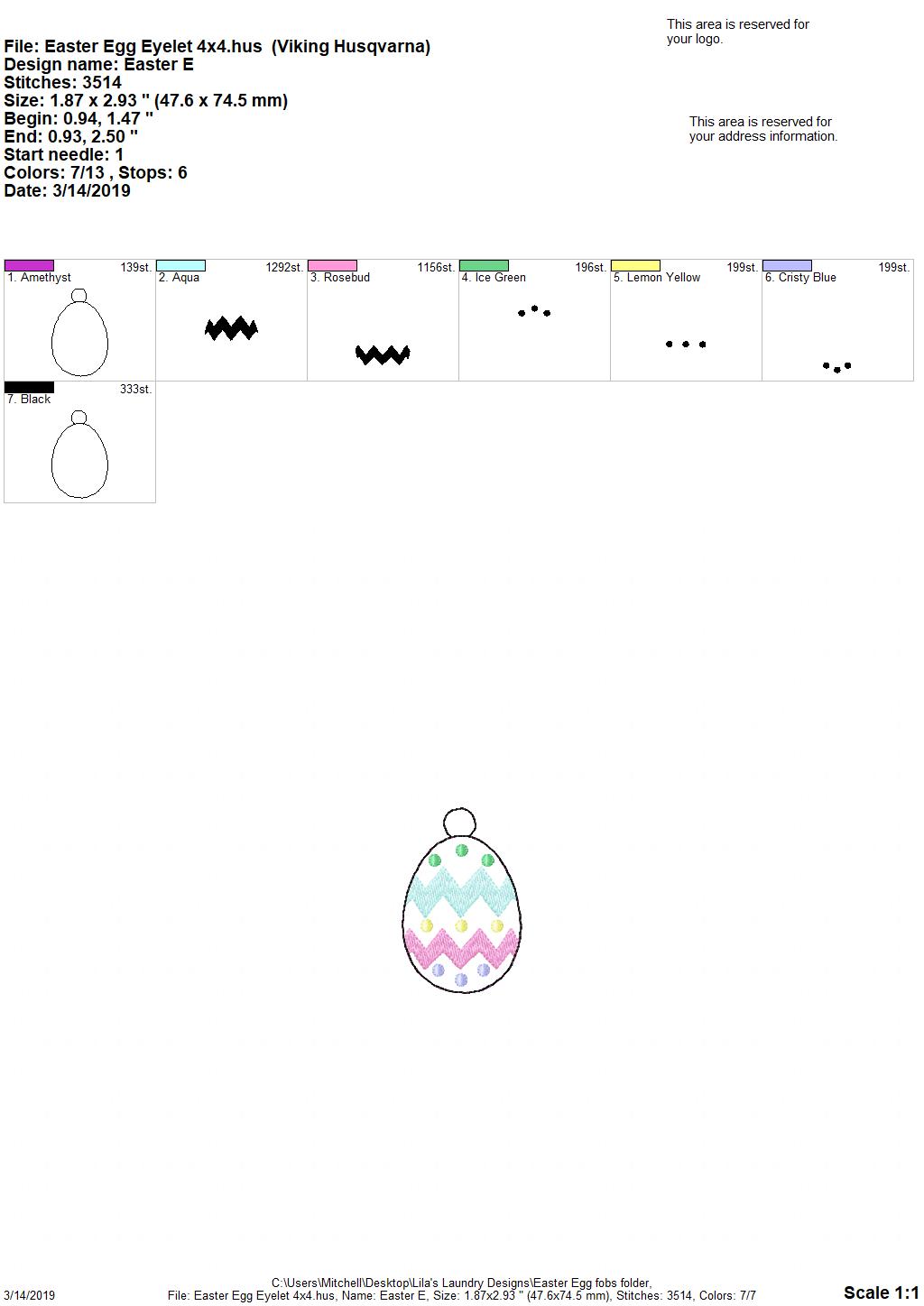 Easter Egg Fobs - Embroidery Design - DIGITAL Embroidery DESIGN