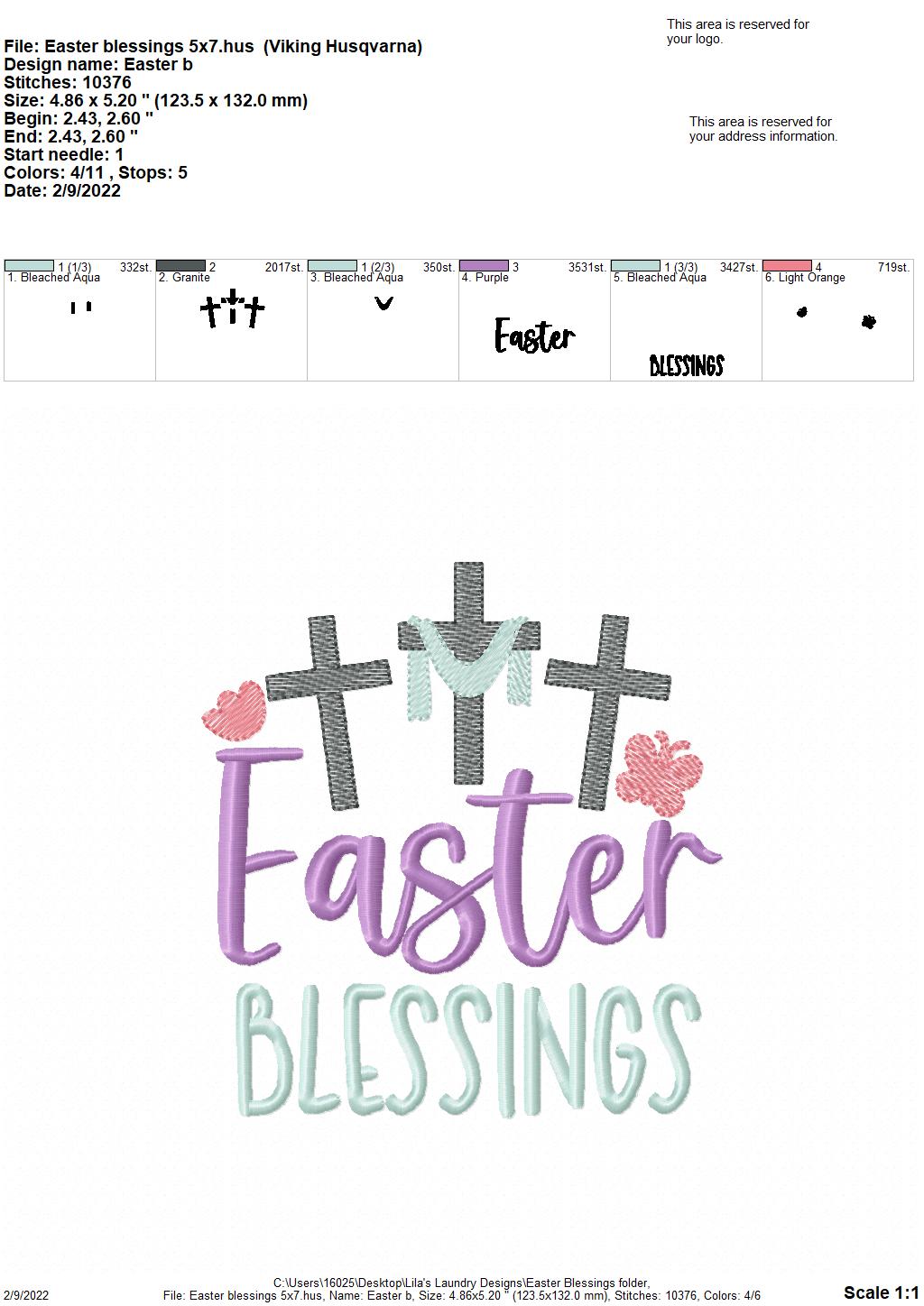 Easter Blessings - 3 sizes- Digital Embroidery Design