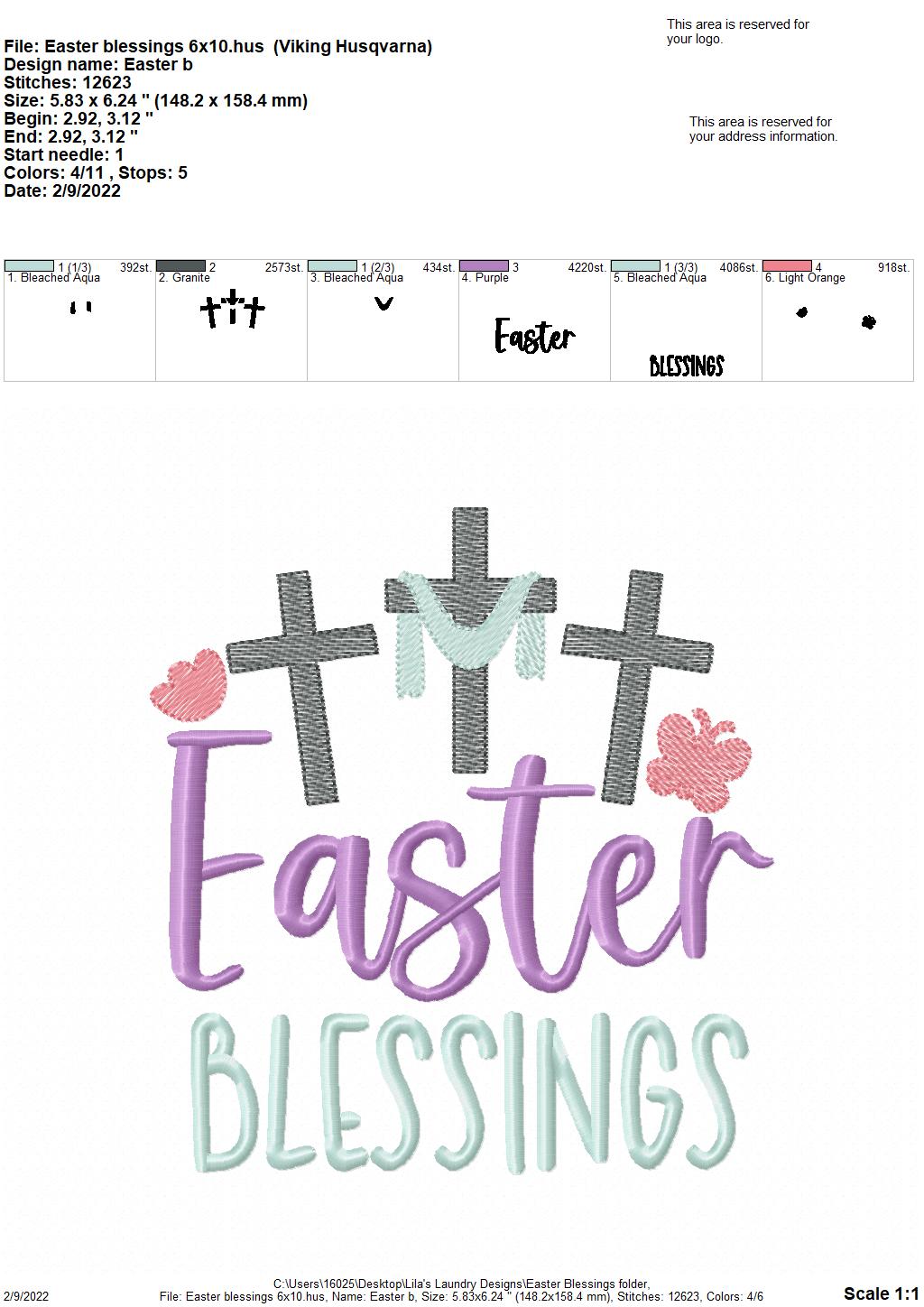 Easter Blessings - 3 sizes- Digital Embroidery Design