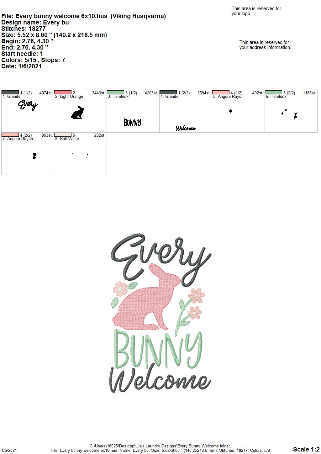 Every Bunny Welcome - 3 sizes- Digital Embroidery Design