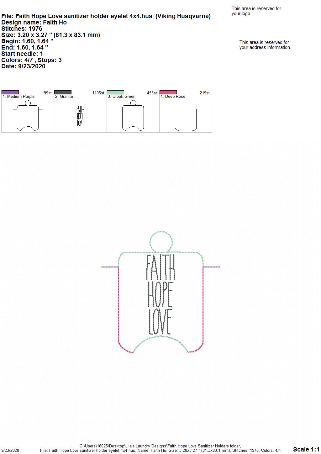 Faith Hope Love Sanitizer Holders - DIGITAL Embroidery DESIGN