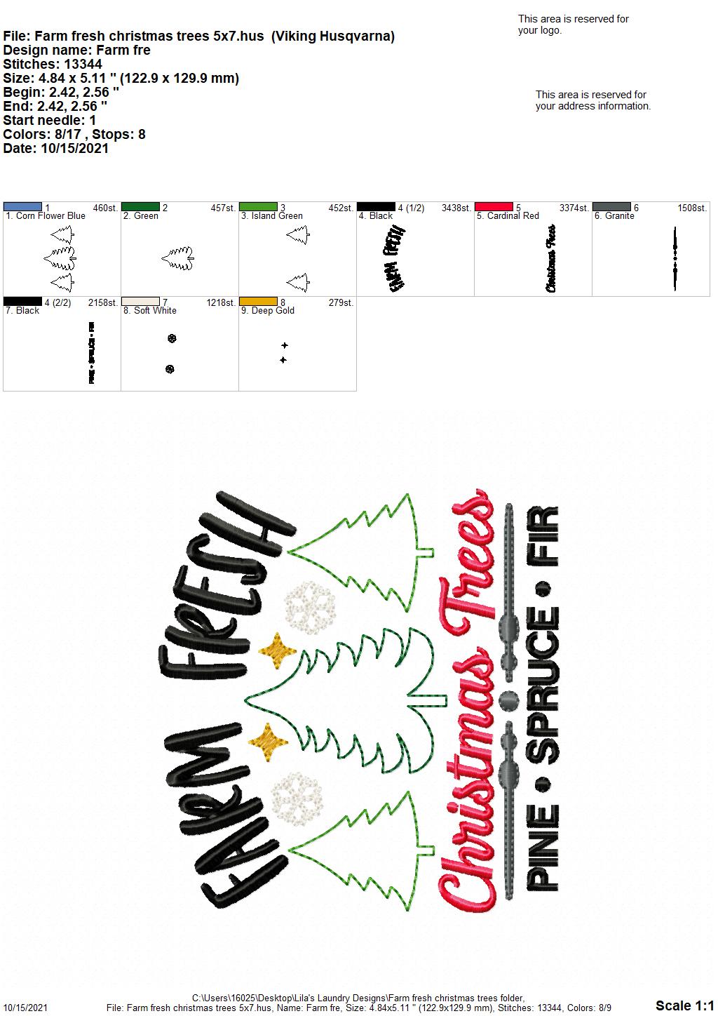 Farm Fresh Christmas Trees - 3 sizes- Digital Embroidery Design
