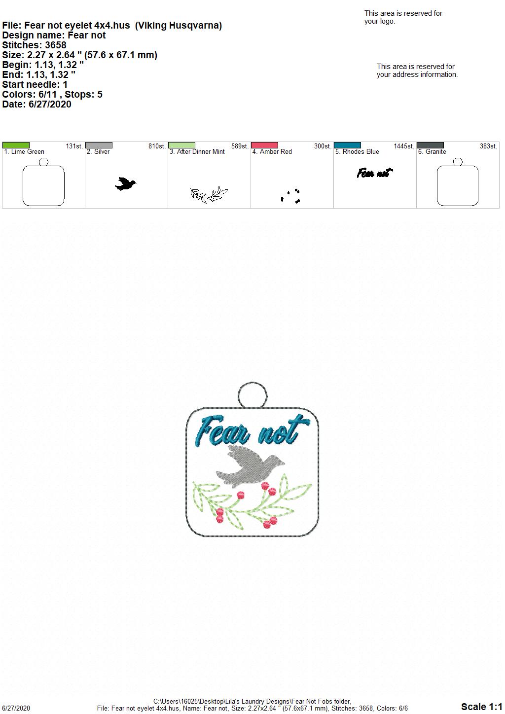 Fear Not Fobs - DIGITAL Embroidery DESIGN