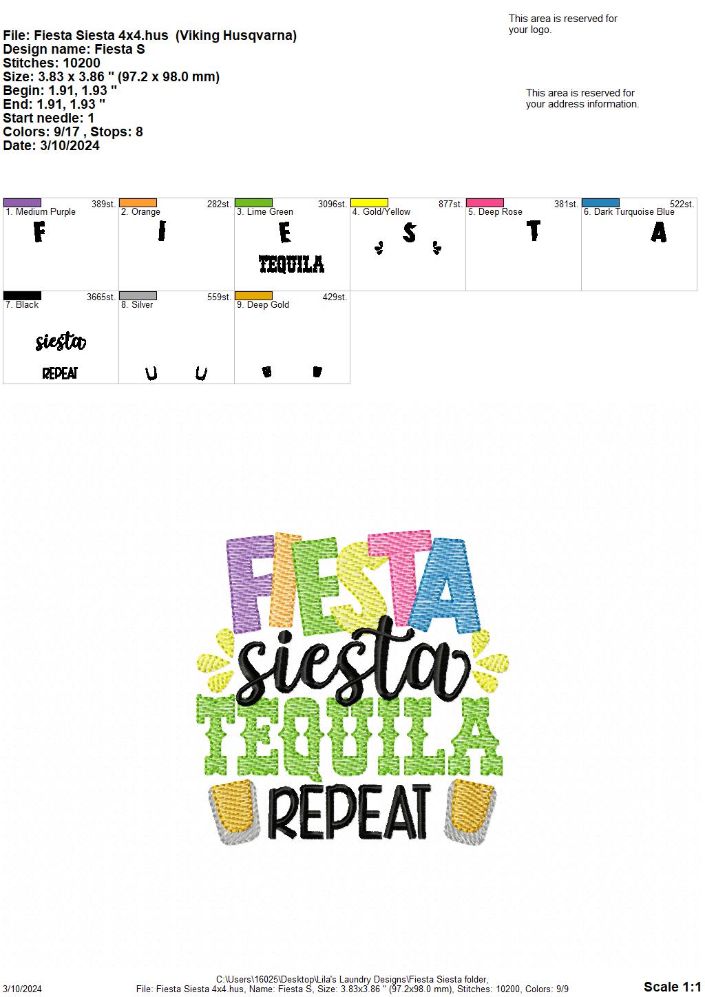 Fiesta Siesta - 4 Sizes - Digital Embroidery Design