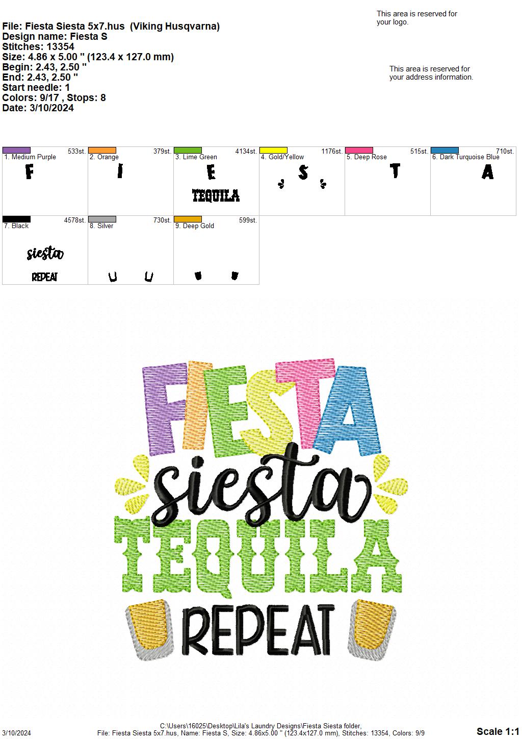 Fiesta Siesta - 4 Sizes - Digital Embroidery Design