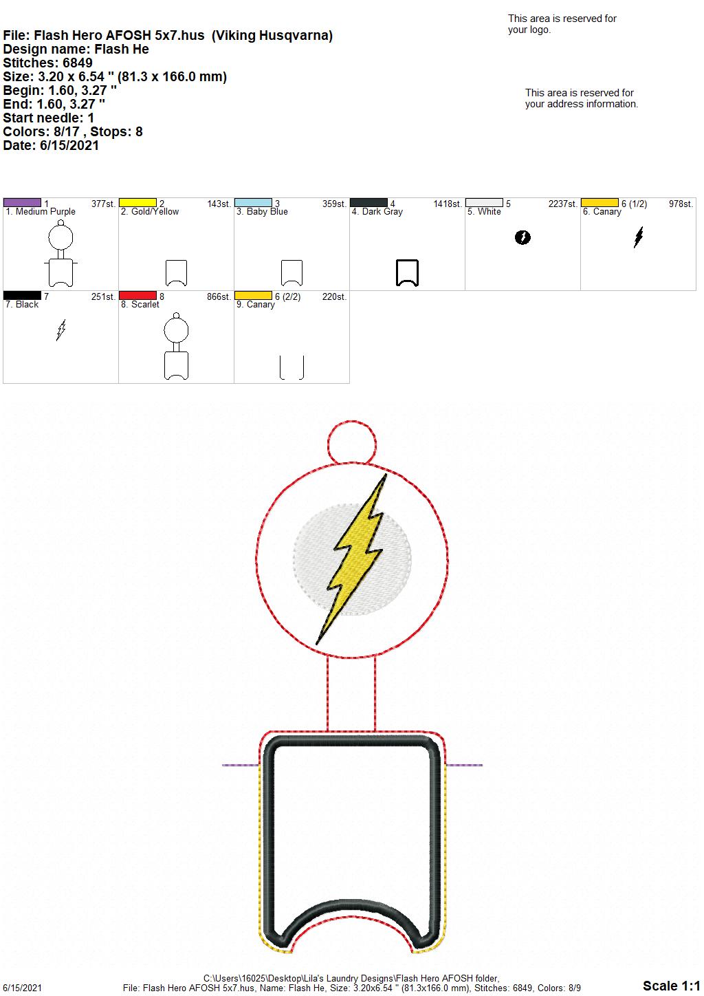 Flash Hero Applique Fold Over Sanitizer Holder 5x7- DIGITAL Embroidery DESIGN
