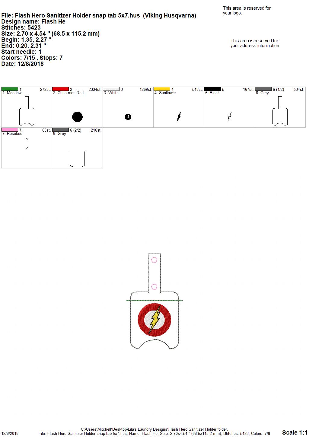 Flash Hero Sanitizer Holder - Embroidery Design - DIGITAL Embroidery DESIGN