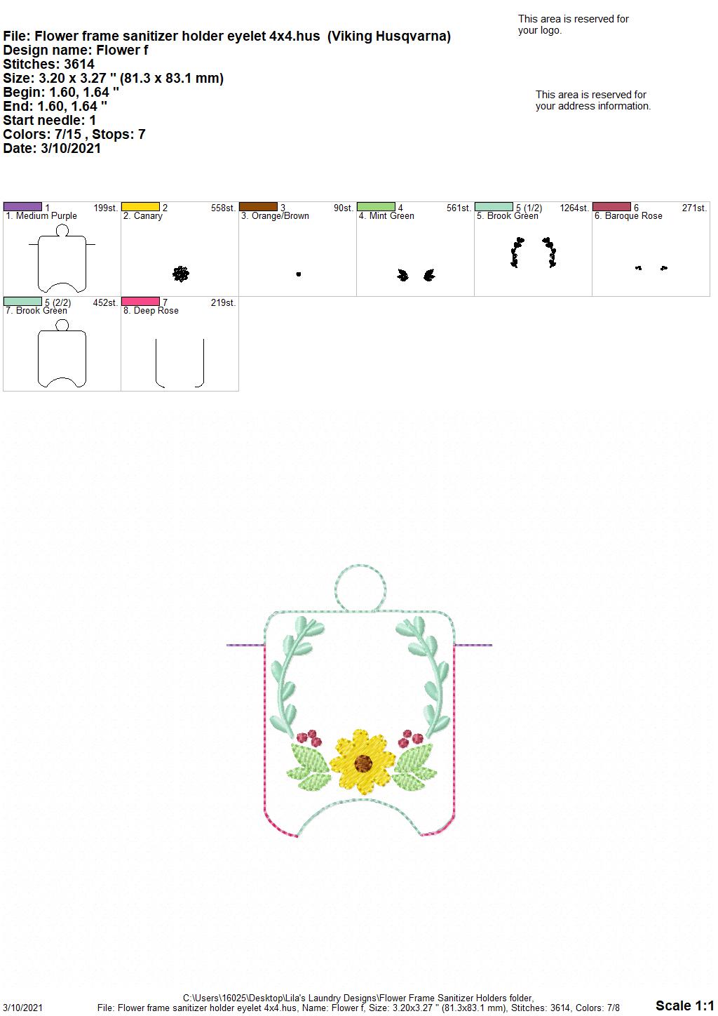 Flower Frame Sanitizer Holders - DIGITAL Embroidery DESIGN