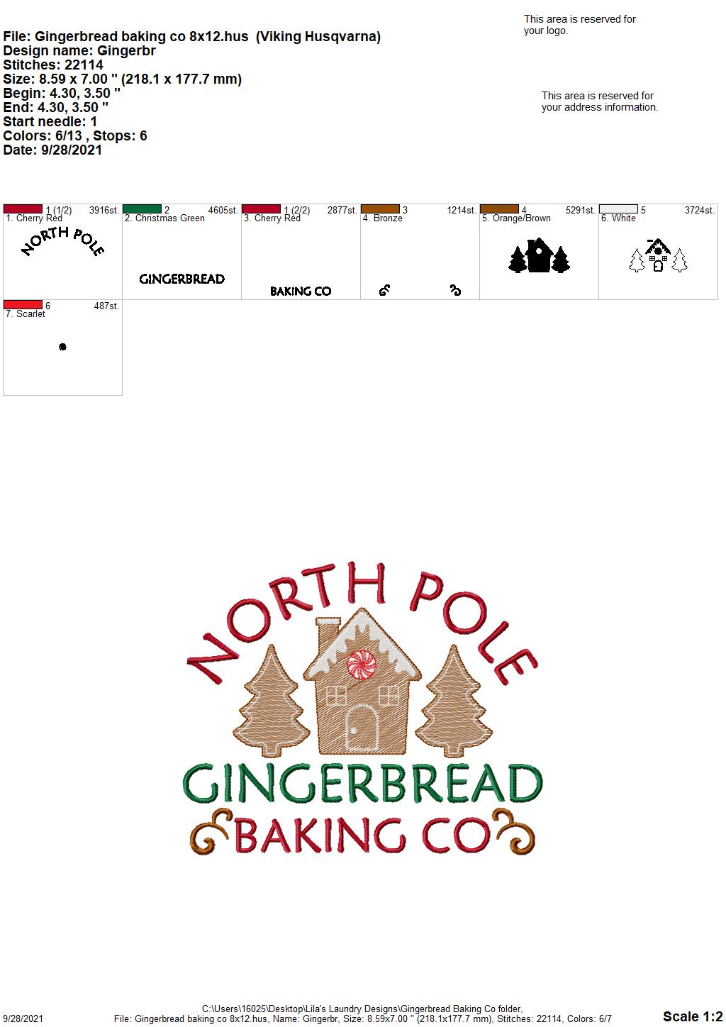 Gingerbread Baking Co - 3 sizes- Digital Embroidery Design