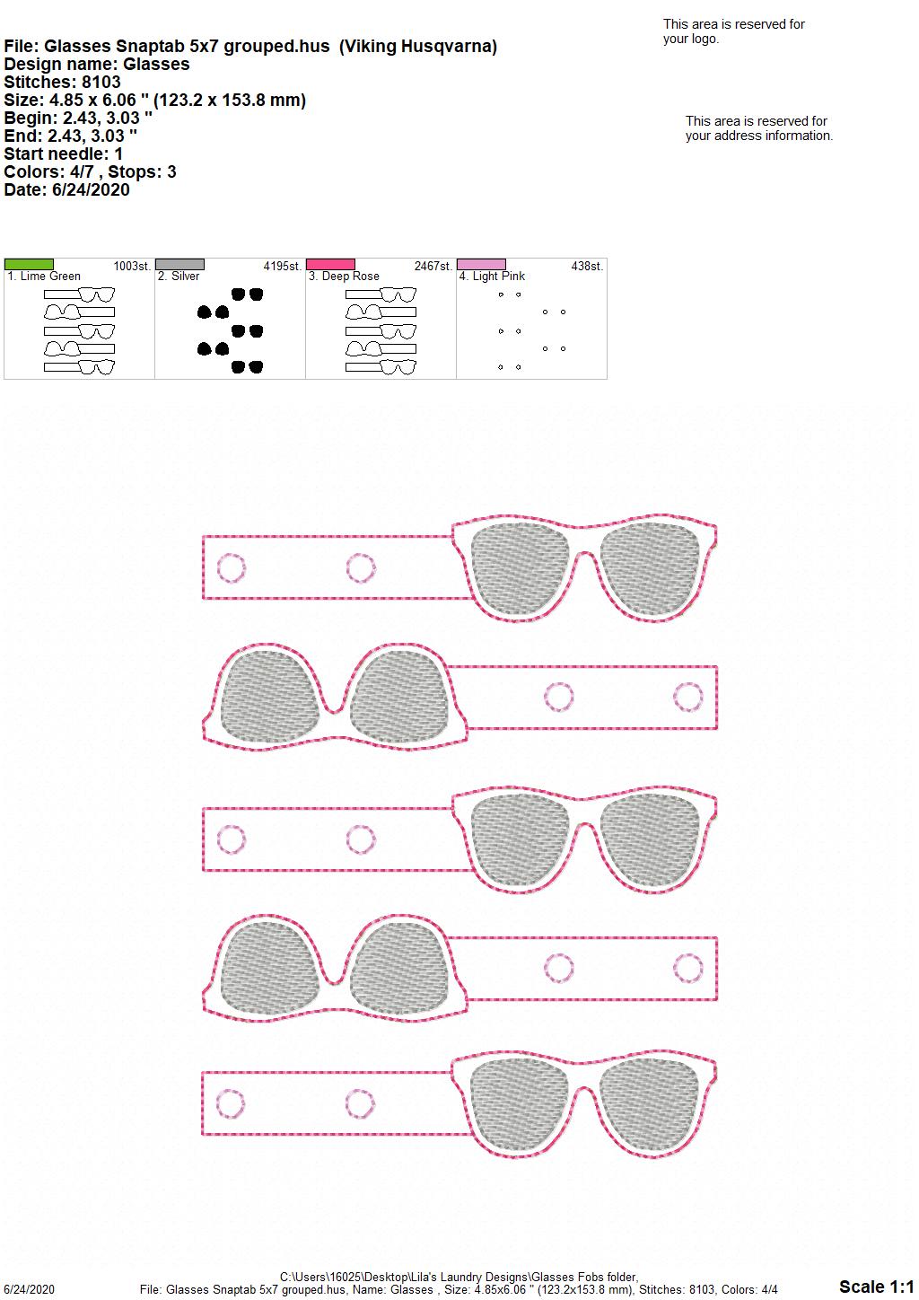 Glasses Fobs - DIGITAL Embroidery DESIGN