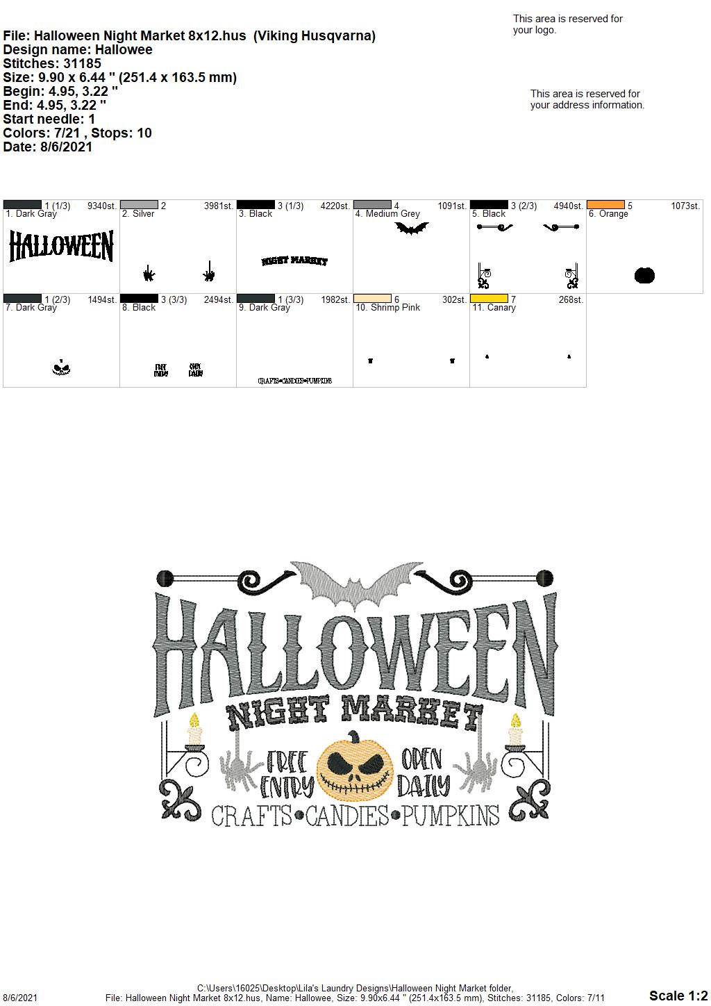 Halloween Night Market - 3 sizes- Digital Embroidery Design