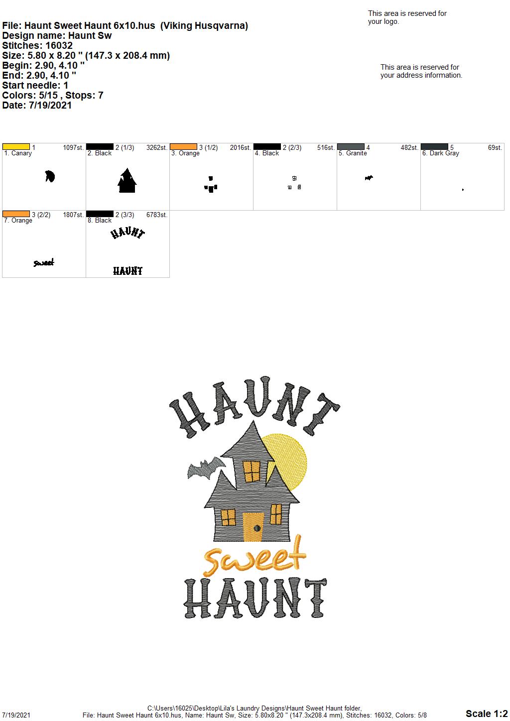 Haunt Sweet Haunt - 3 sizes- Digital Embroidery Design