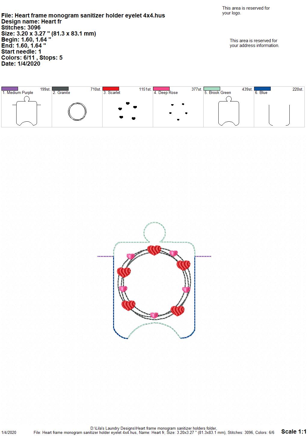 Heart Frame Monogram Sanitizer Holders - DIGITAL Embroidery DESIGN