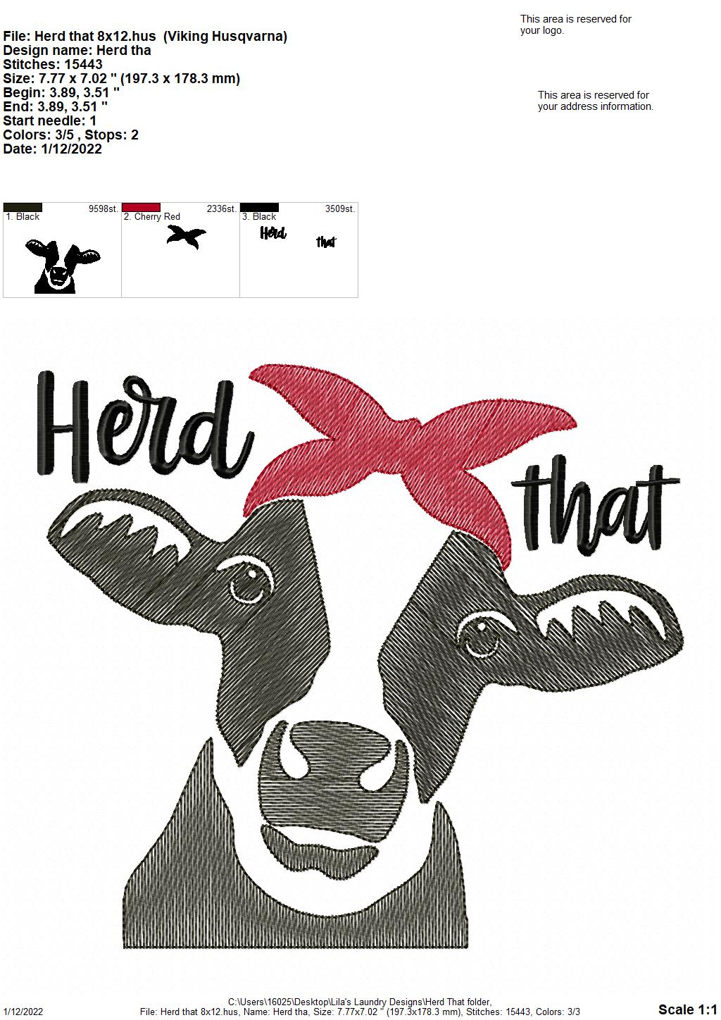 Herd That - 3 sizes- Digital Embroidery Design