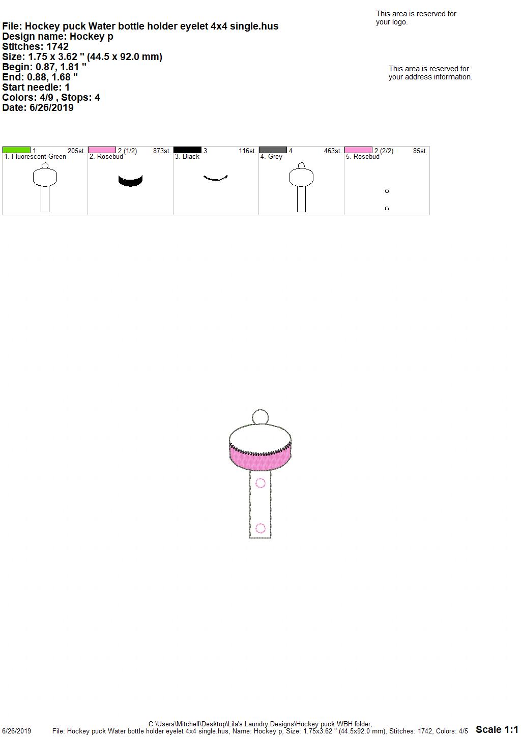 Hockey Puck Water Bottle Holders - DIGITAL Embroidery DESIGN