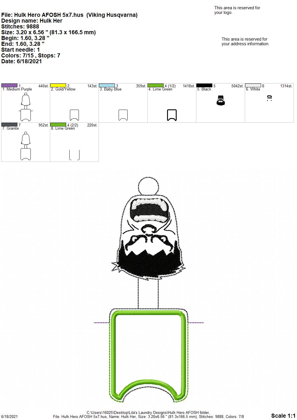 Hulk Hero Applique Fold Over Sanitizer Holder 5x7- DIGITAL Embroidery DESIGN