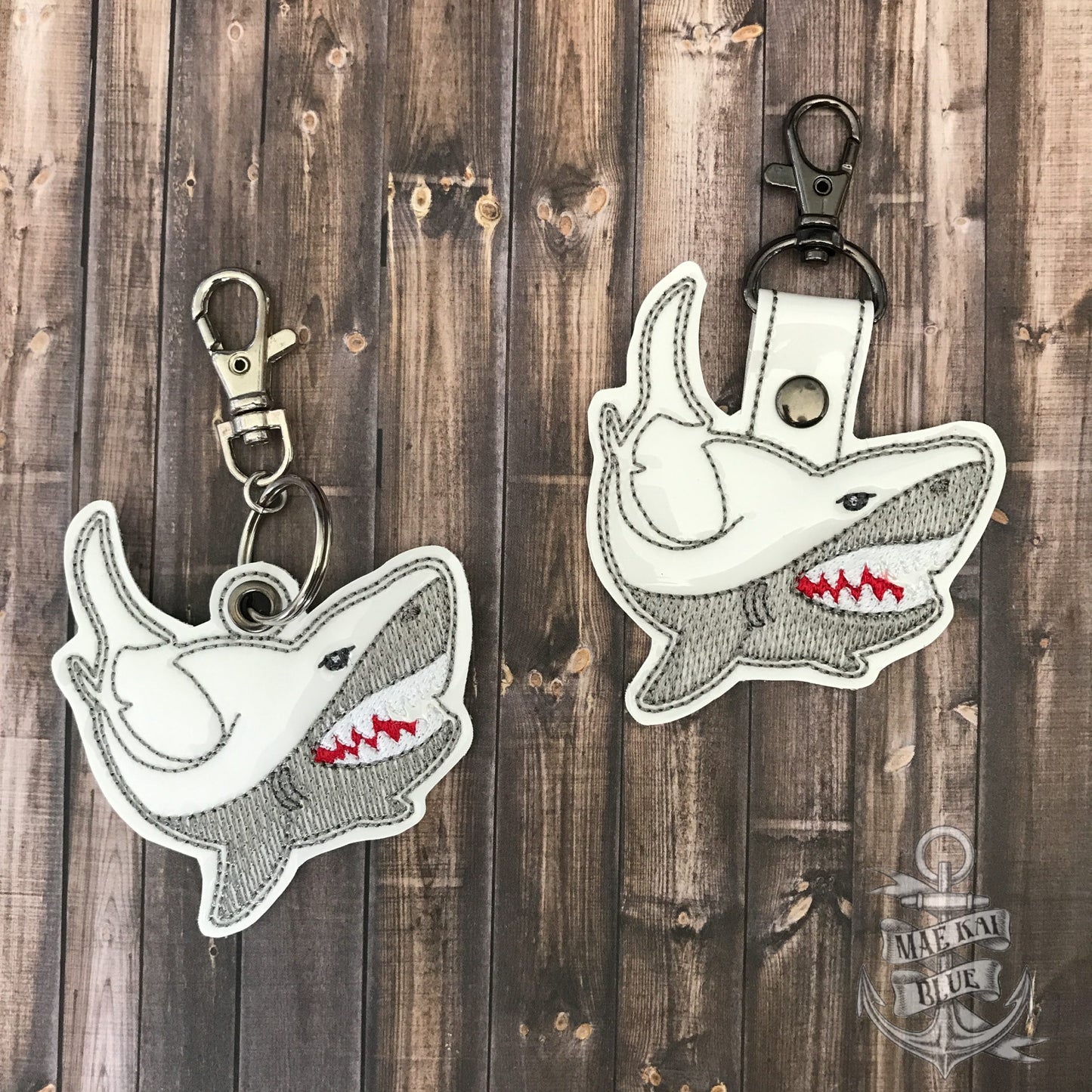 Shark Tab and eyelet Fobs - DIGITAL Embroidery DESIGN