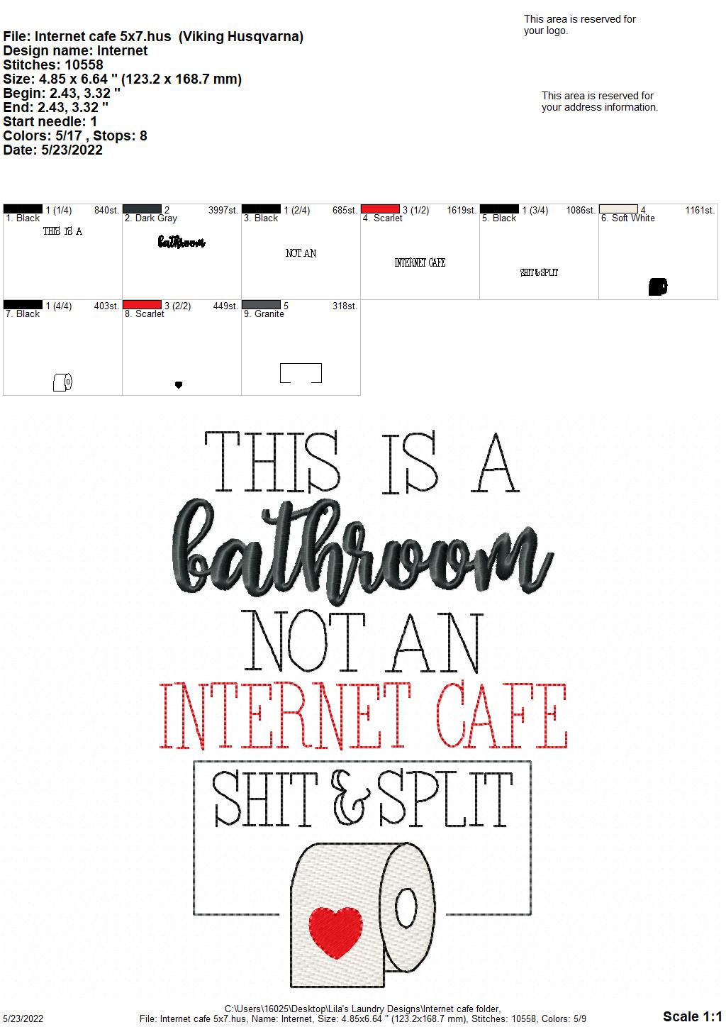 Internet Cafe - 4 sizes- Digital Embroidery Design