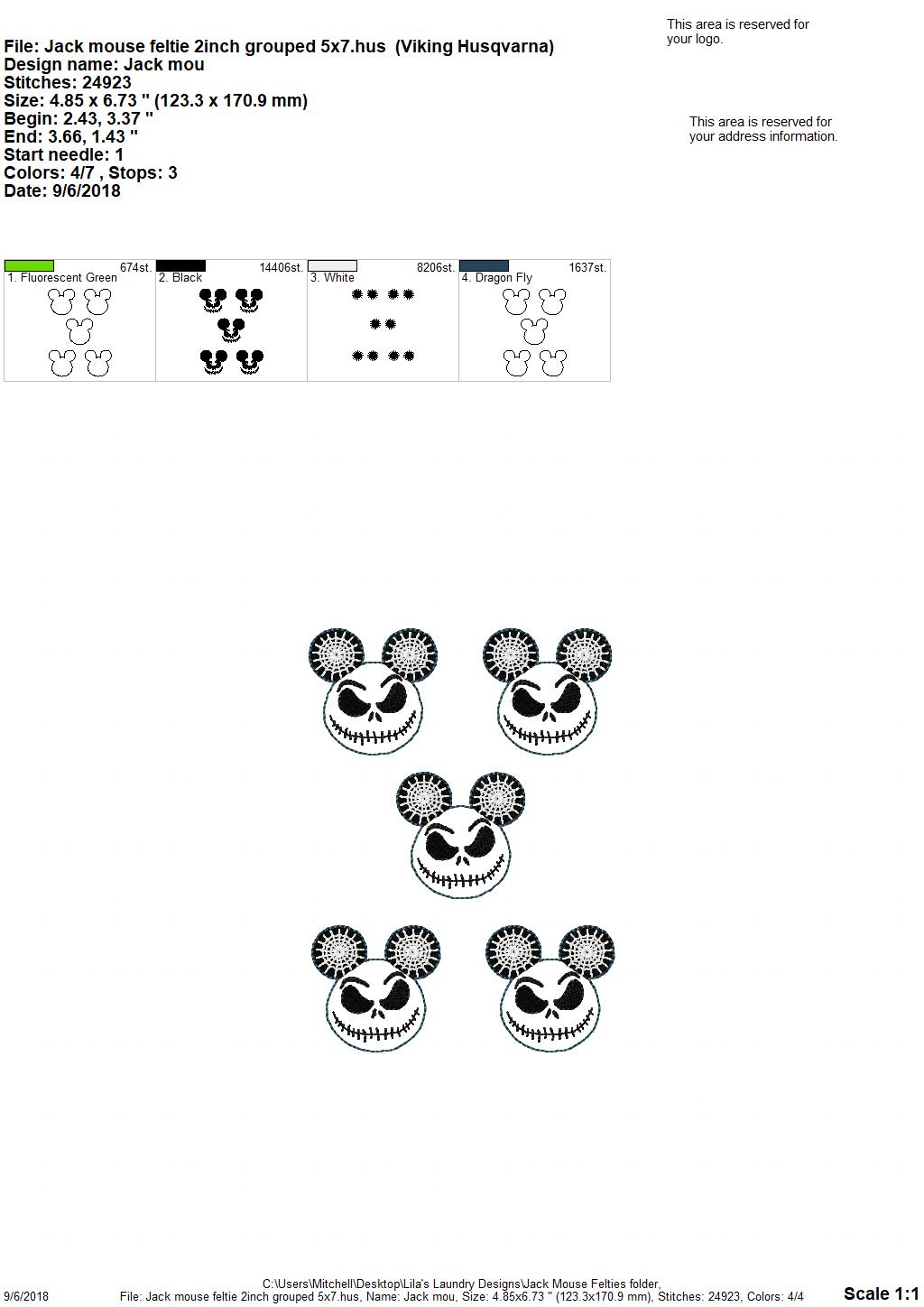 Jack Mouse Felties - 3 sizes - Digital Embroidery Design