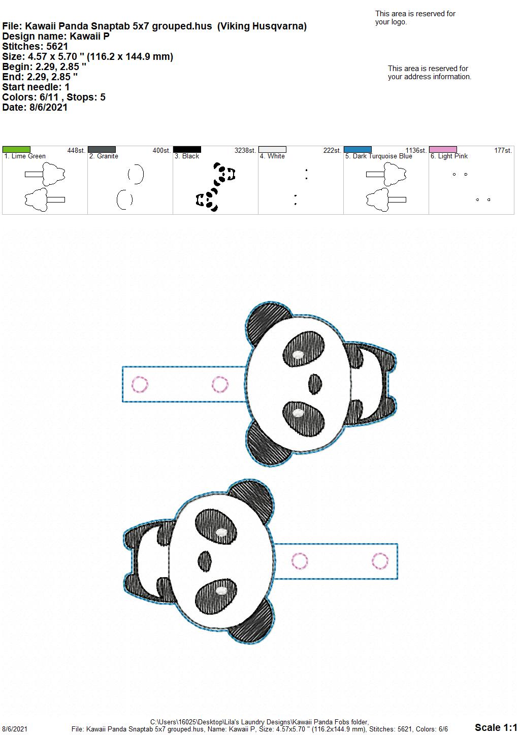 Kawaii Panda Fobs - DIGITAL Embroidery DESIGN