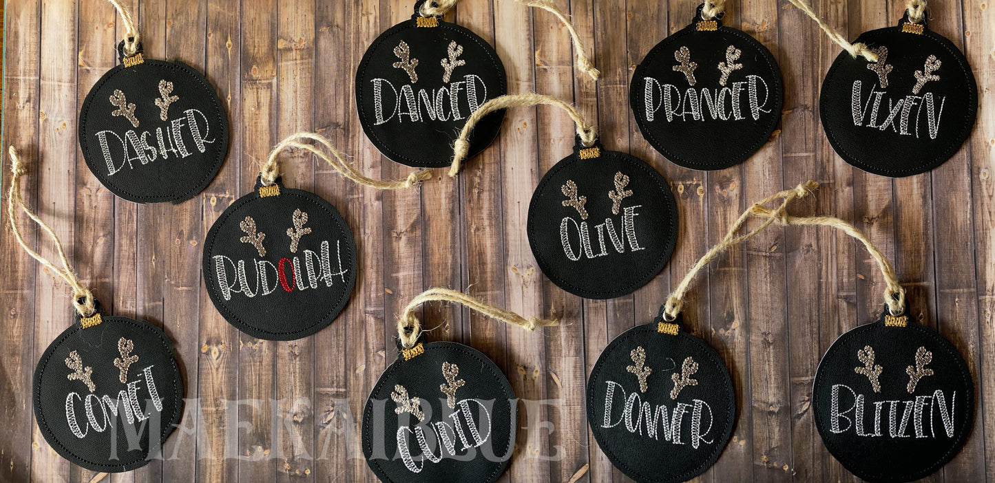 Reindeer Name Ornaments - Digital Embroidery Design