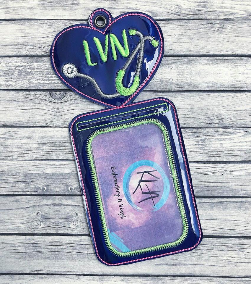 LVN Vertical ID Holder- Digital Embroidery Design
