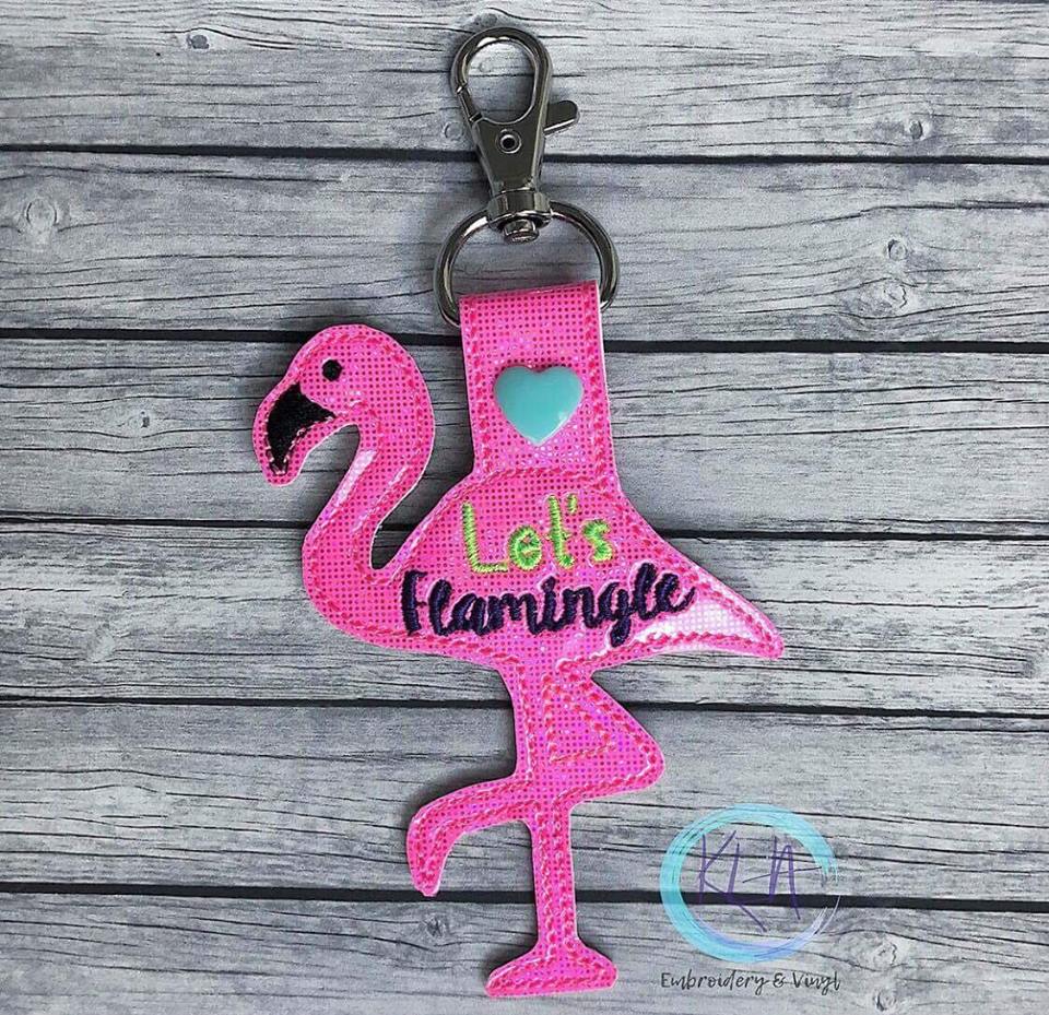 Let's Flamingle Snap Tab Fob Only - Embroidery Design - DIGITAL Embroidery DESIGN