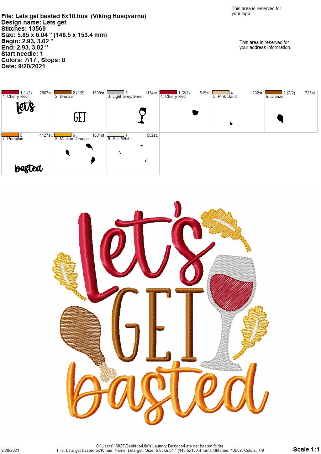 Let's Get Basted - 4 sizes- Digital Embroidery Design
