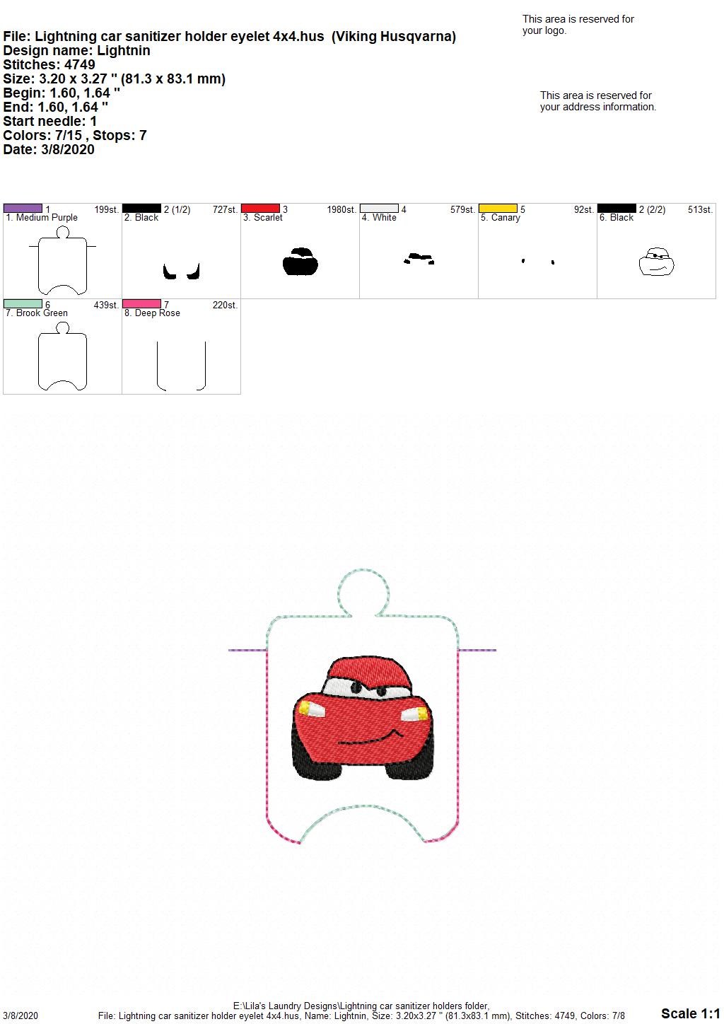 Lightning Car Sanitizer Holders - DIGITAL Embroidery DESIGN