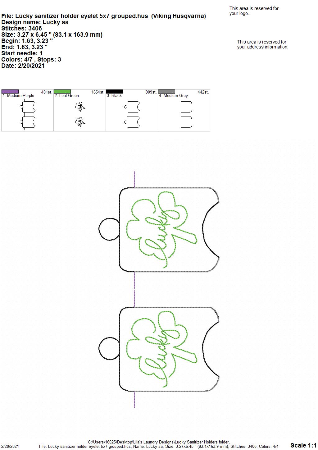 Lucky Sanitizer Holders - DIGITAL Embroidery DESIGN