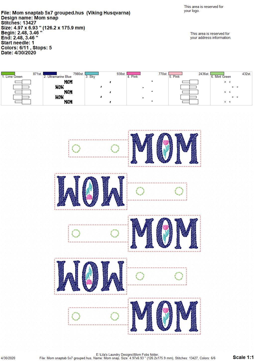 Mom Fobs - DIGITAL Embroidery DESIGN