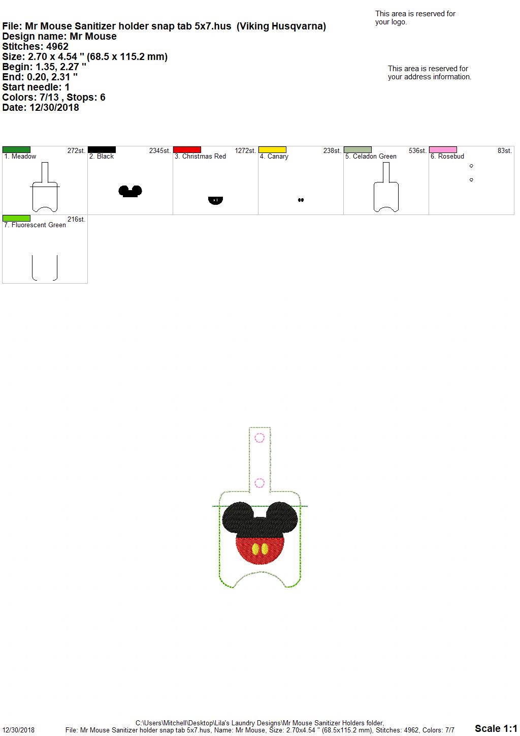 Mr. Mouse Sanitizer Holders - Embroidery Design - DIGITAL Embroidery DESIGN