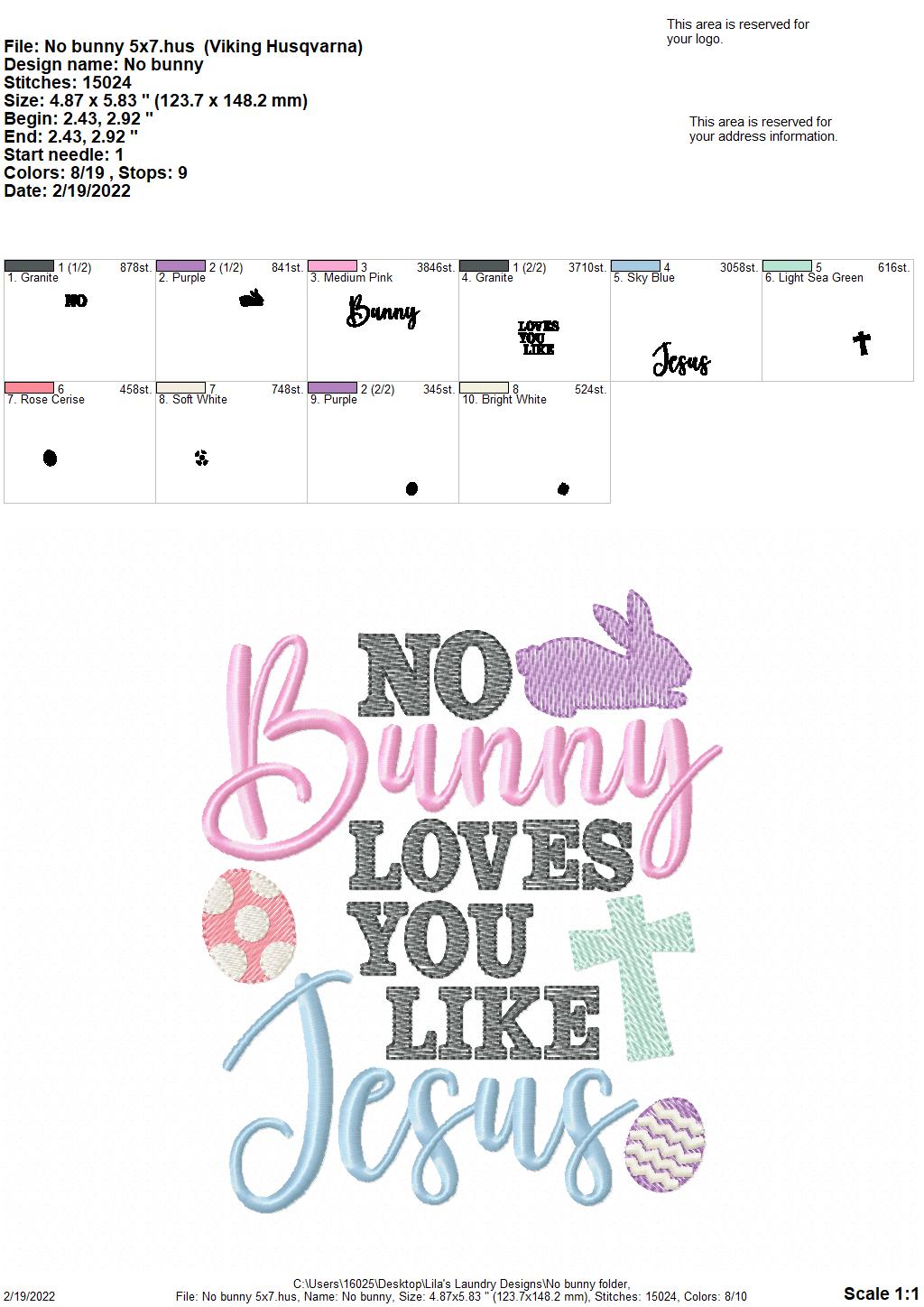 No Bunny - 3 sizes- Digital Embroidery Design