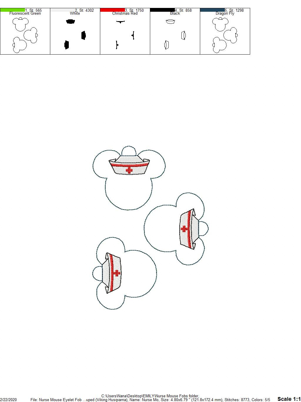 Nurse Mouse Fobs -  DIGITAL Embroidery DESIGN