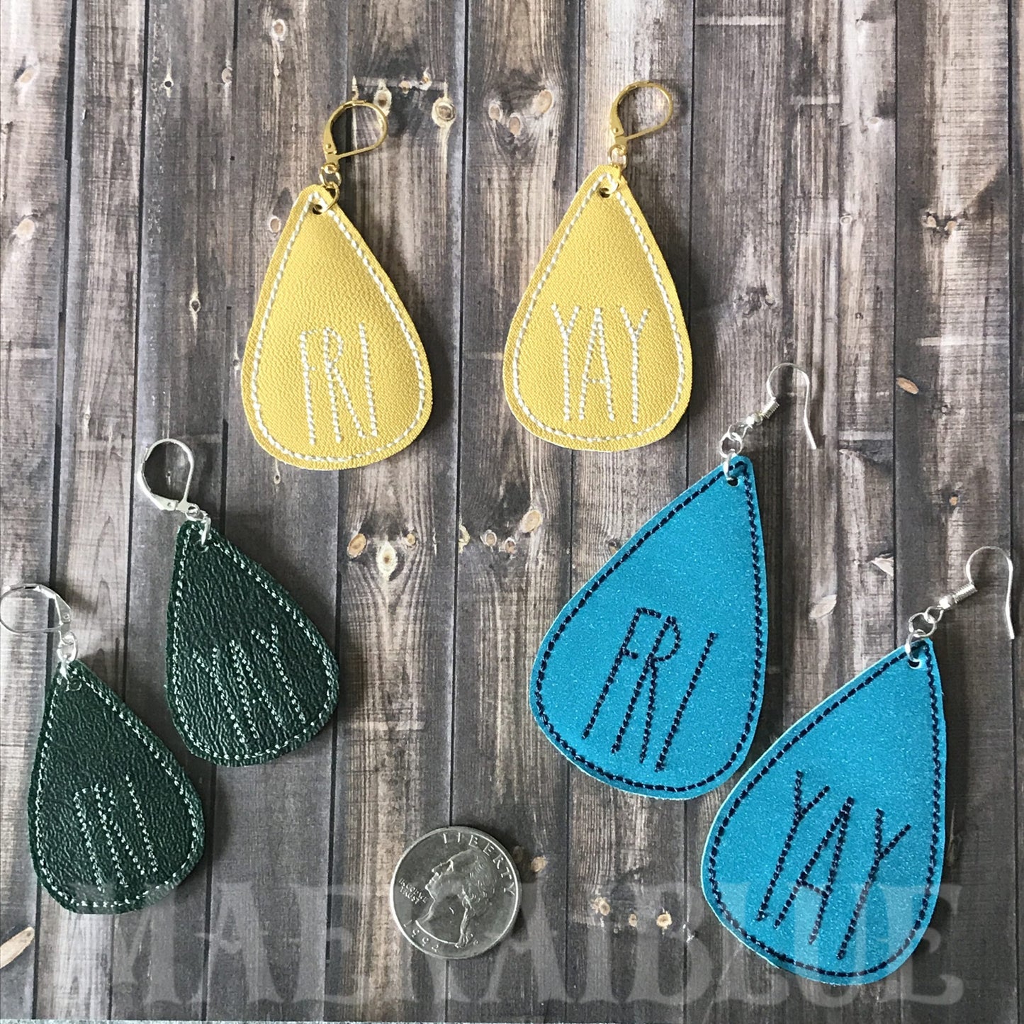 FRI YAY Earrings - 3 sizes - 4x4 and 5x7 Grouped- Digital Embroidery Design