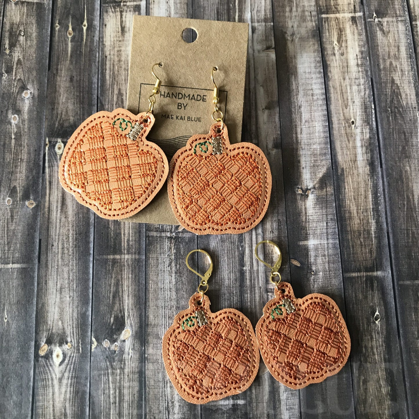 Plaid Pumpkin Earrings - 2 sizes - Digital Embroidery Design