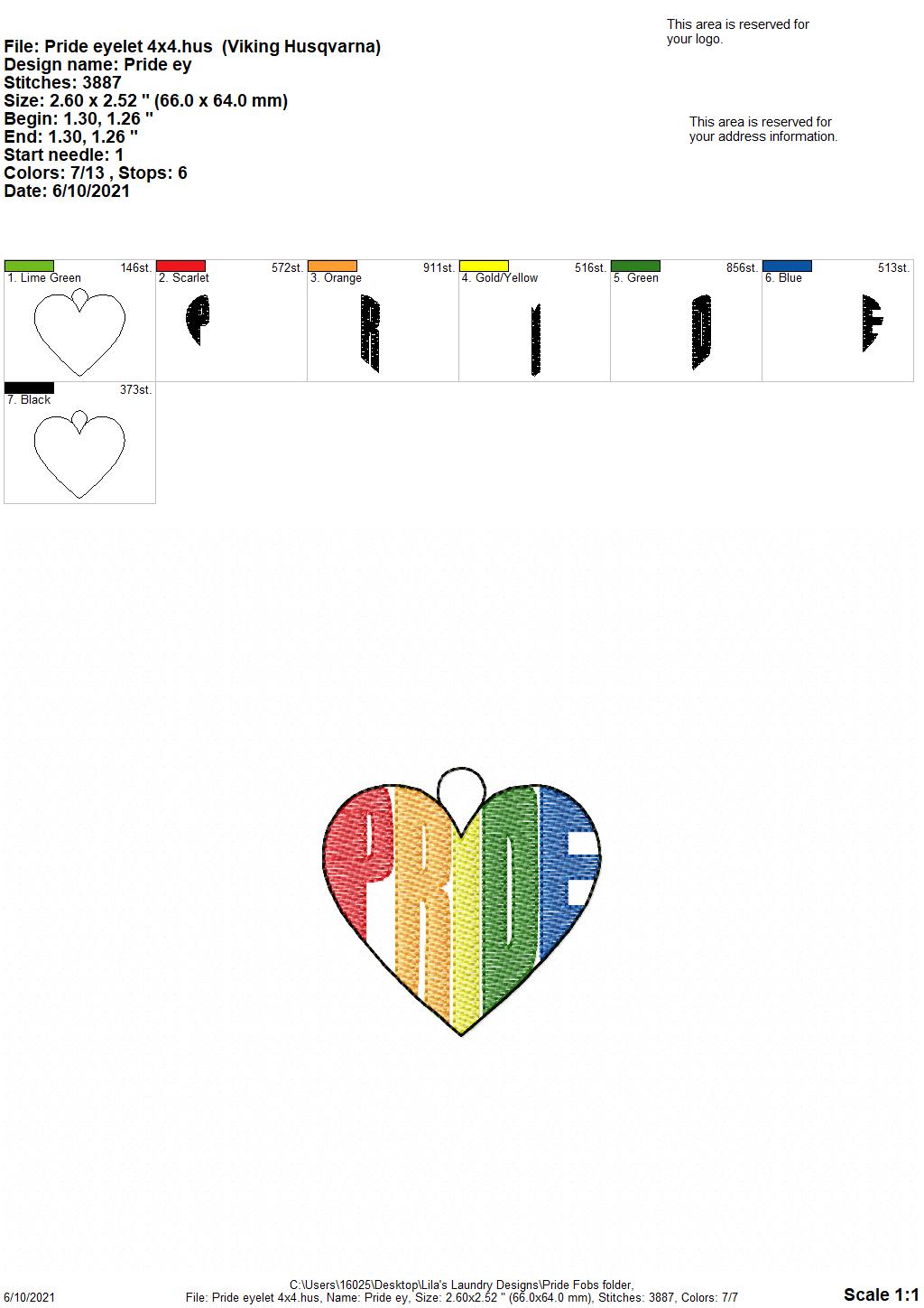 Pride Fobs - DIGITAL Embroidery DESIGN