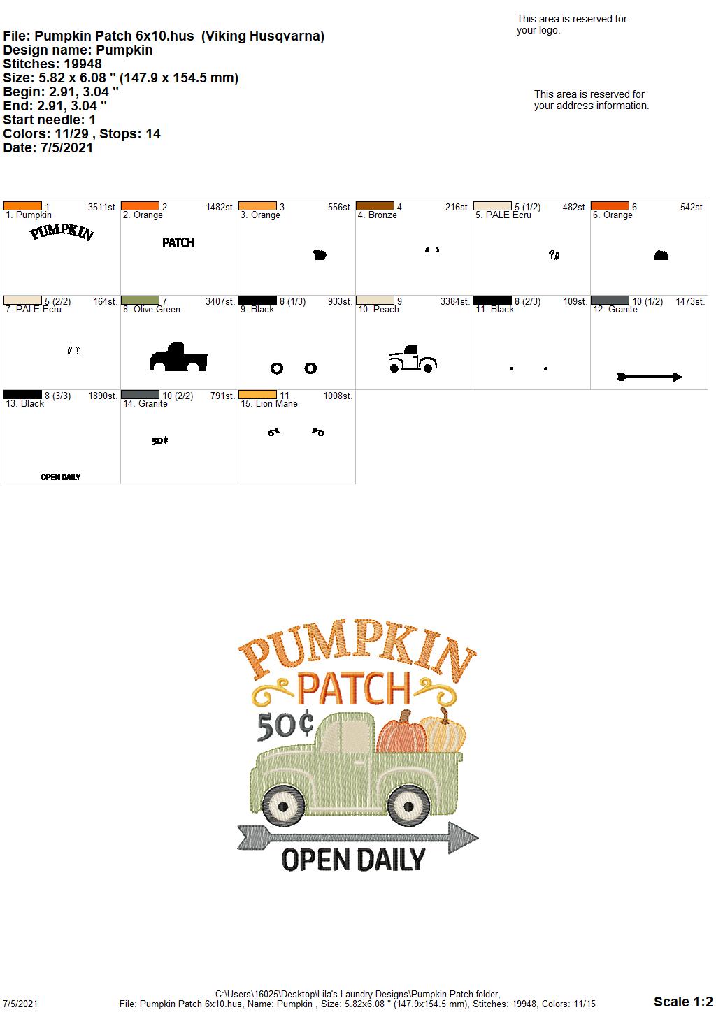 Pumpkin Patch - 4 sizes- Digital Embroidery Design
