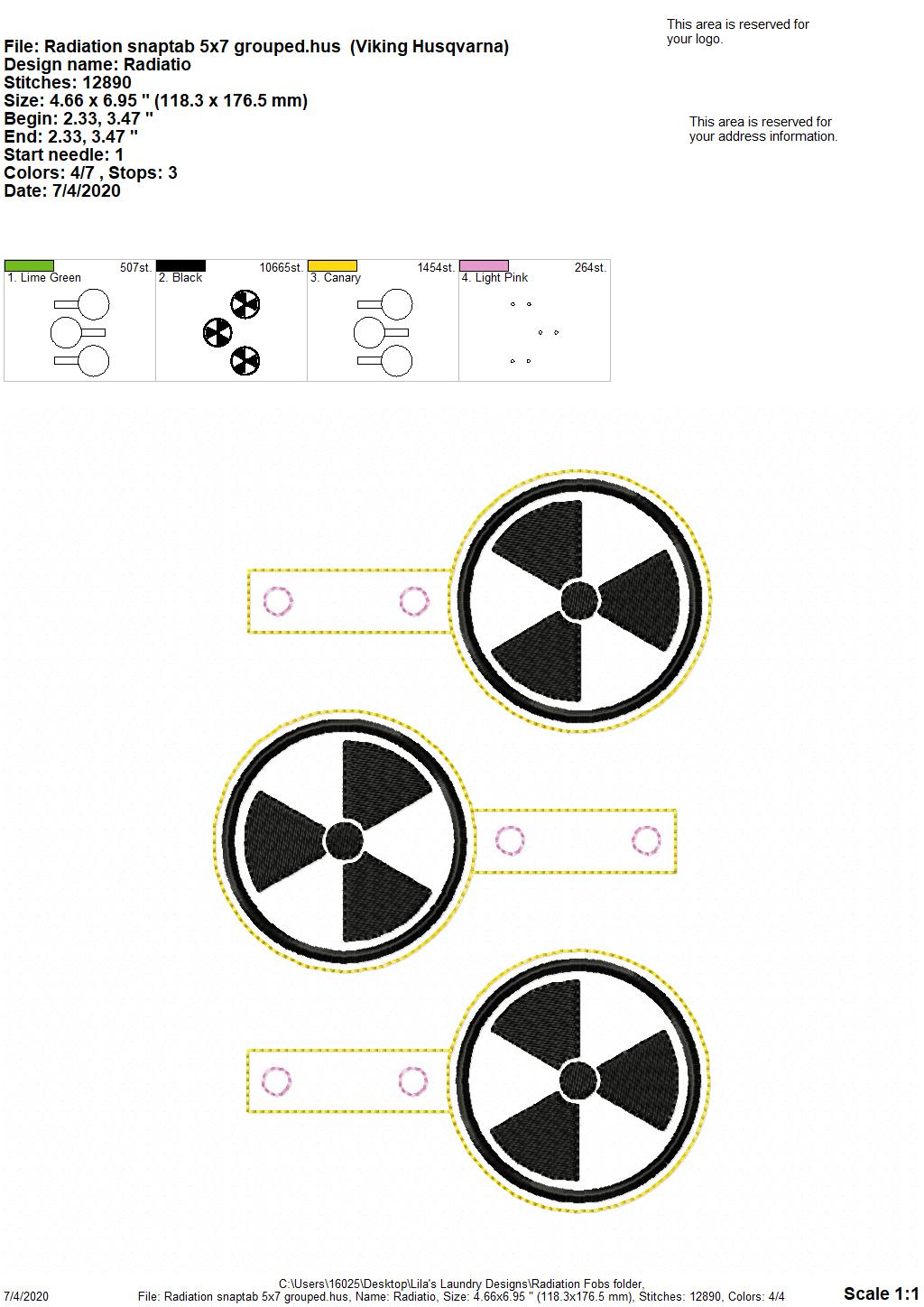 Radiation Fobs - DIGITAL Embroidery DESIGN
