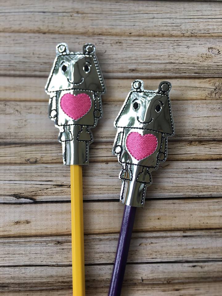 Robot Pencil Topper - Embroidery Design - DIGITAL Embroidery DESIGN