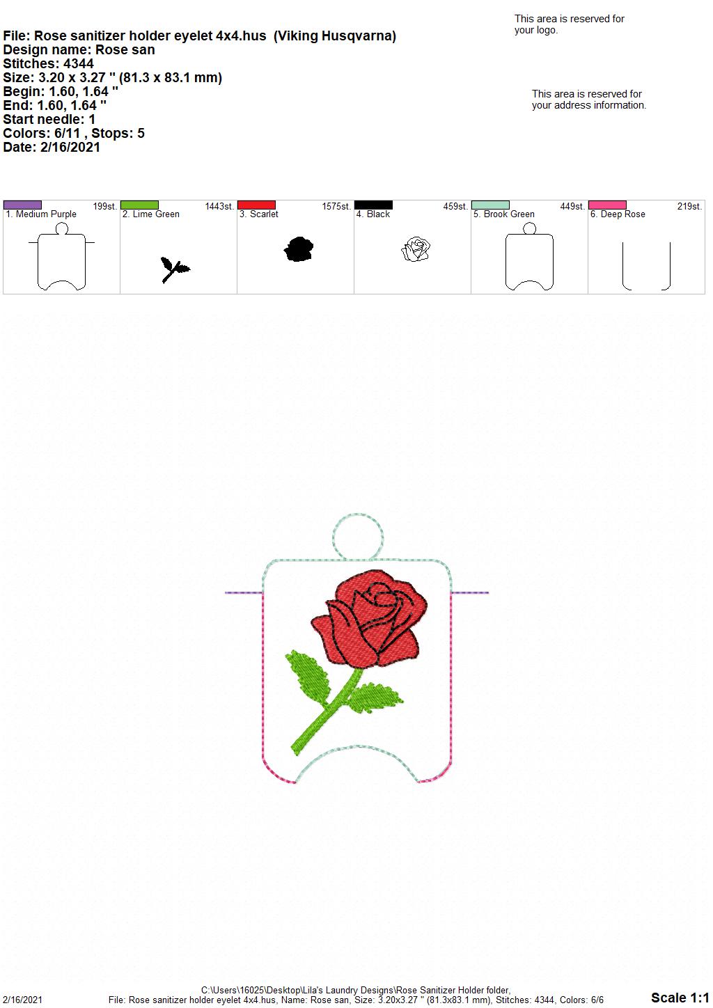 Rose Sanitizer Holders - DIGITAL Embroidery DESIGN