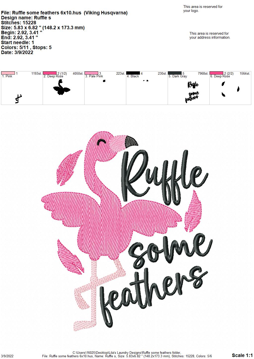 Ruffle Some Feathers - 4 sizes- Digital Embroidery Design